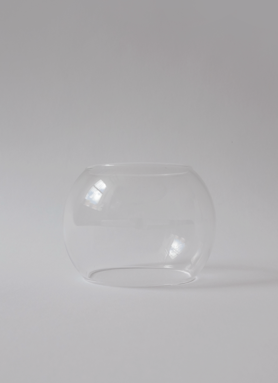 Clear glass bowl on a white background
